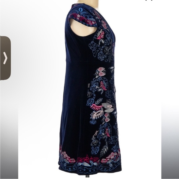 NWT FOXIEDOX Navy and Pink Embroidered Dress - Picture 6 of 15